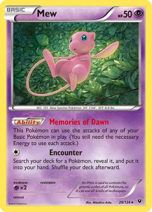 XY  Fates Collide  029/124 Mew  - Reverse Holofoil - Holo Rare