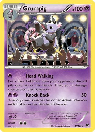 XY  Fates Collide  031 Grumpig  - Reverse Holofoil - Rare