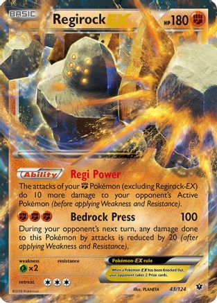 XY  Fates Collide  043/124 Regirock EX  - Holofoil - Ultra Rare