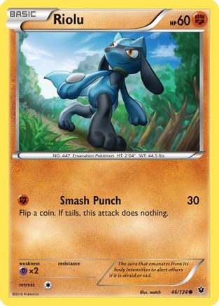 XY  Fates Collide  046/124 Riolu (46)  - Reverse Holofoil - Common