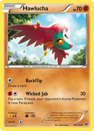 XY  Fates Collide  048 Hawlucha  - Reverse Holofoil - Uncommon