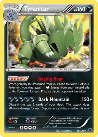XY  Fates Collide  056/124 Tyranitar  - Holofoil - Holo Rare