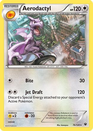 XY  Fates Collide  076/124 Aerodactyl  - Reverse Holofoil - Rare