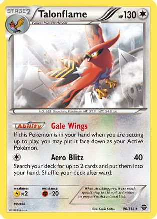 XY  Steam Siege  096/114 Talonflame  - Reverse Holofoil - Rare