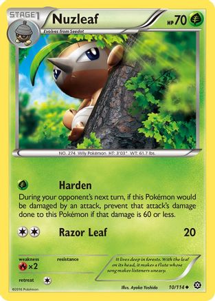 XY  Steam Siege  010/114 Nuzleaf  - Reverse Holofoil - Uncommon
