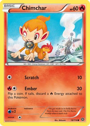 XY  Steam Siege  018/114 Chimchar  - Reverse Holofoil - Common