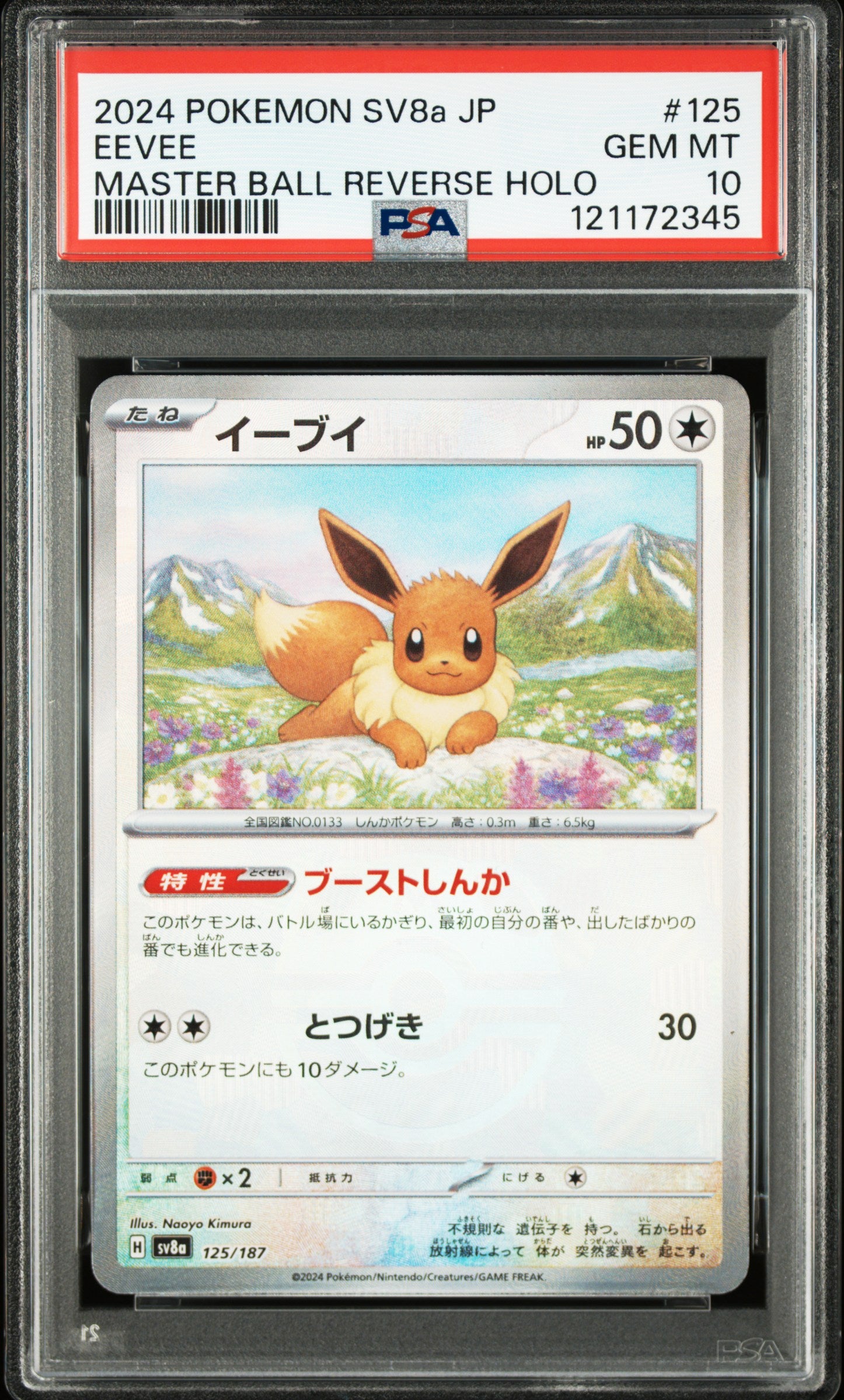 SV8a Terastal Fest ex  125/187 PSA10 #121172345 Eevee (Master Ball Pattern)  - Holofoil