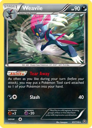 XY  Steam Siege  061/114 Weavile  - Rare