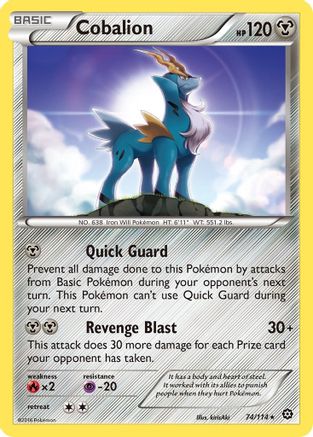 XY  Steam Siege  074/114 Cobalion  - Reverse Holofoil - Rare