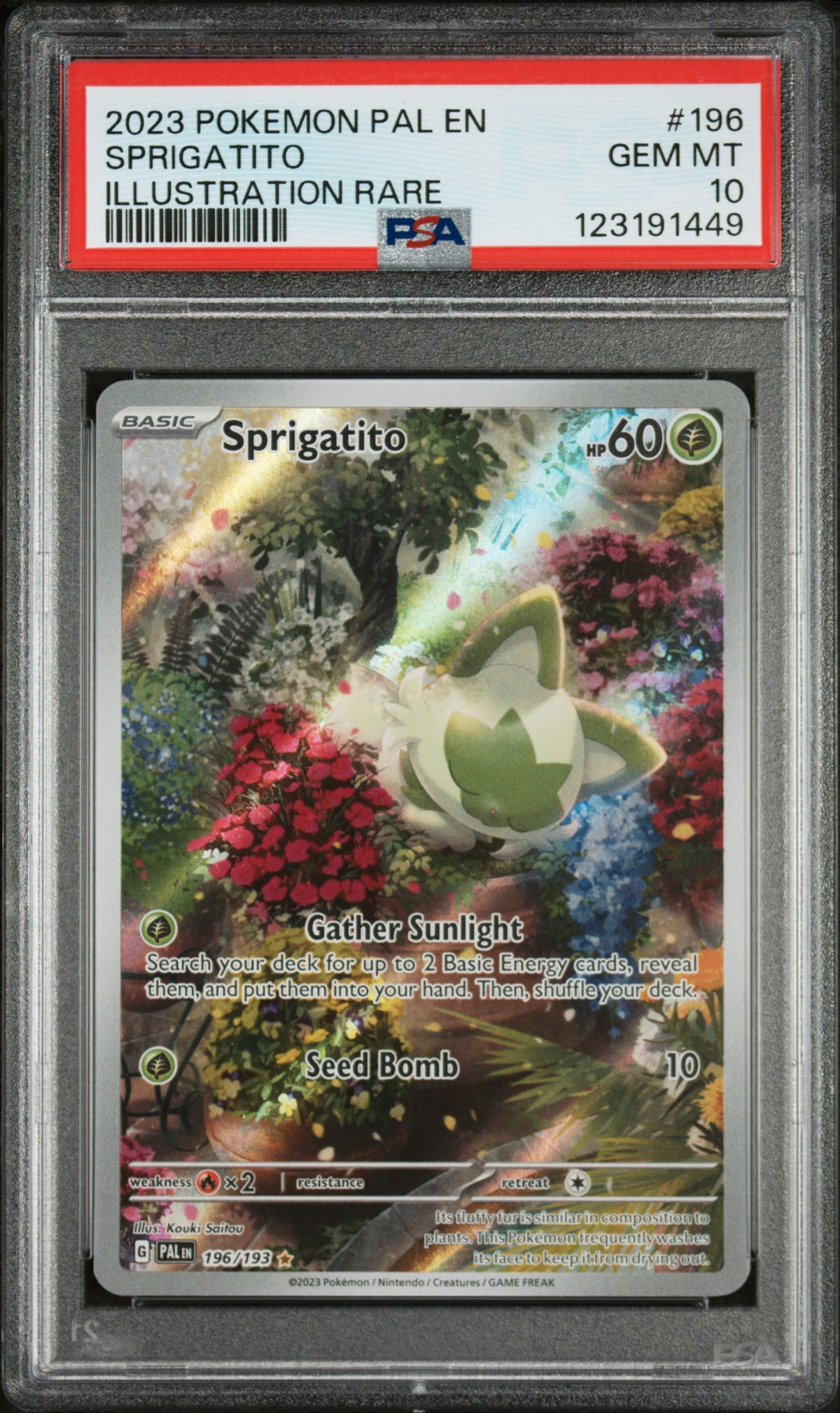 SV02 Paldea Evolved  196/193 PSA10 #123191449 Sprigatito  - Holofoil - Illustration Rare