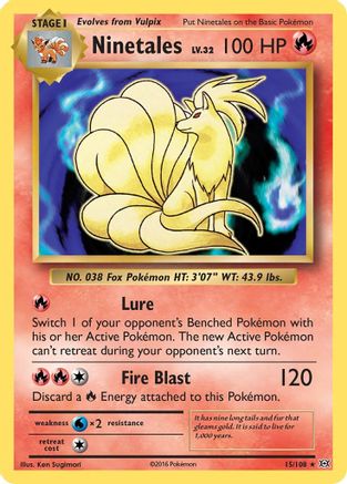 XY  Evolutions  015/108 Ninetales  - Reverse Holofoil - Holo Rare