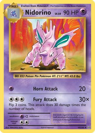 XY  Evolutions  044/108 Nidorino  - Reverse Holofoil - Uncommon