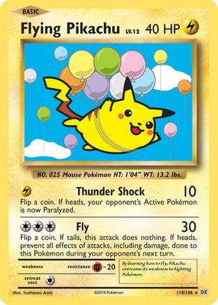 XY  Evolutions  110/108 Flying Pikachu  - Secret Rare