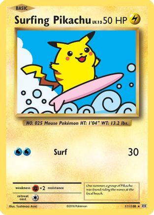 XY  Evolutions  111/108 Surfing Pikachu  - Secret Rare