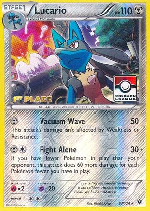 League & Championship Cards /124 Lucario - 63/124 (Pokemon League) [1st Place]  - Reverse Holofoil - Promo