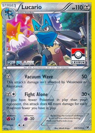 League & Championship Cards /124 Lucario - 63/124 (Pokemon League) [2nd Place]  - Reverse Holofoil - Promo