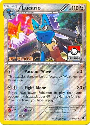 League & Championship Cards /124 Lucario - 63/124 (Pokemon League) [3rd Place]  - Reverse Holofoil - Promo
