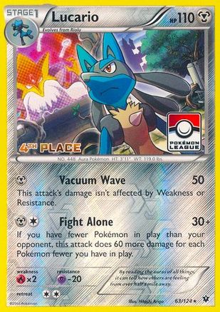League & Championship Cards /124 Lucario - 63/124 (Pokemon League) [4th Place]  - Reverse Holofoil - Promo