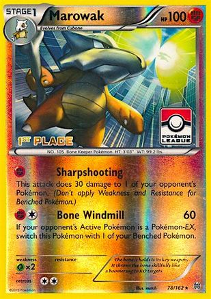 League & Championship Cards /162 Marowak - 78/162 (Pokemon League) [1st Place]  - Reverse Holofoil - Promo