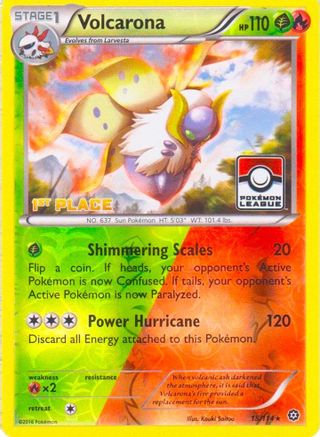 League & Championship Cards /114 Volcarona - 15/114 (Pokemon League) [1st Place]  - Reverse Holofoil - Promo