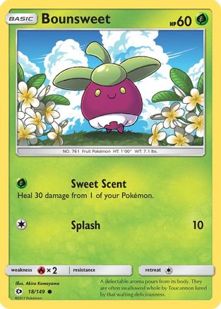 SM Base Set  018/149 Bounsweet  - Reverse Holofoil - Common