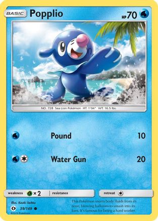 SM Base Set  039/149 Popplio  - Reverse Holofoil - Common