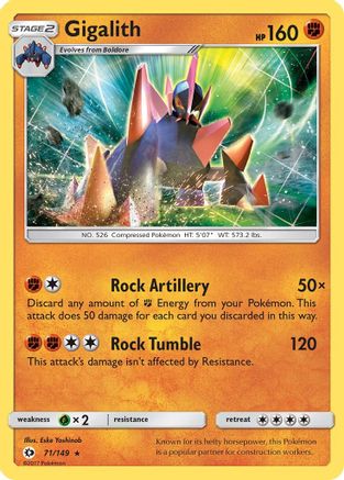 SM Base Set  071/149 Gigalith  - Reverse Holofoil - Holo Rare