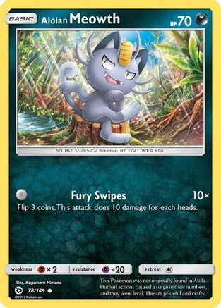 SM Base Set  078/149 Alolan Meowth  - Reverse Holofoil - Common