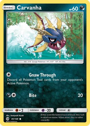 SM Base Set  081/149 Carvanha  - Reverse Holofoil - Common