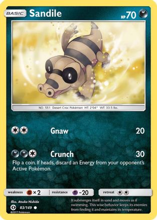 SM Base Set  083/149 Sandile  - Reverse Holofoil - Common
