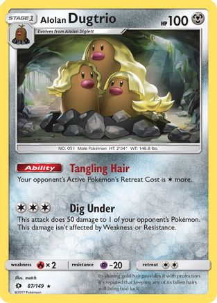 SM Base Set  087/149 Alolan Dugtrio  - Holofoil - Holo Rare