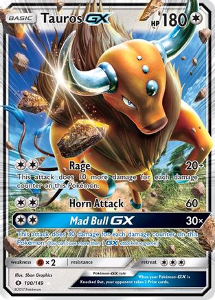 SM Base Set  100/149 Tauros GX  - Holofoil - Ultra Rare