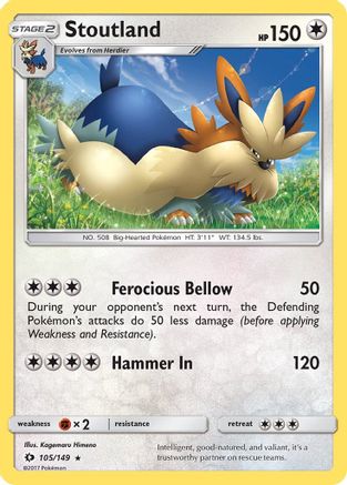 SM Base Set  105 Stoutland  - Rare