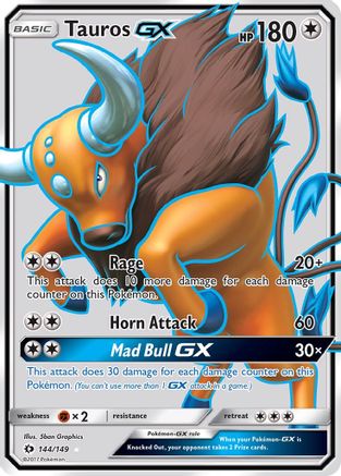 SM Base Set  144/149 Tauros GX (Full Art)  - Holofoil - Ultra Rare
