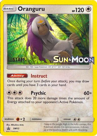 SM Promos  Oranguru - SM13 (Prerelease) [Staff]  - Holofoil - Promo