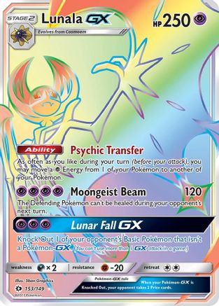 SM Base Set  153 Lunala GX (Secret)  - Holofoil - Secret Rare