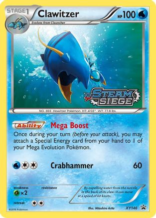 XY Promos  XY146 Clawitzer (XY Steam Siege Prerelease)  - Holofoil - Promo
