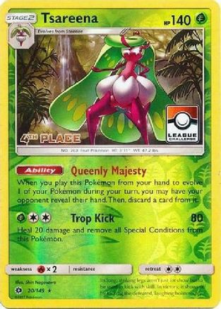 League & Championship Cards /149 Tsareena - 20/149 (League Challenge) [4th Place]  - Reverse Holofoil - Promo