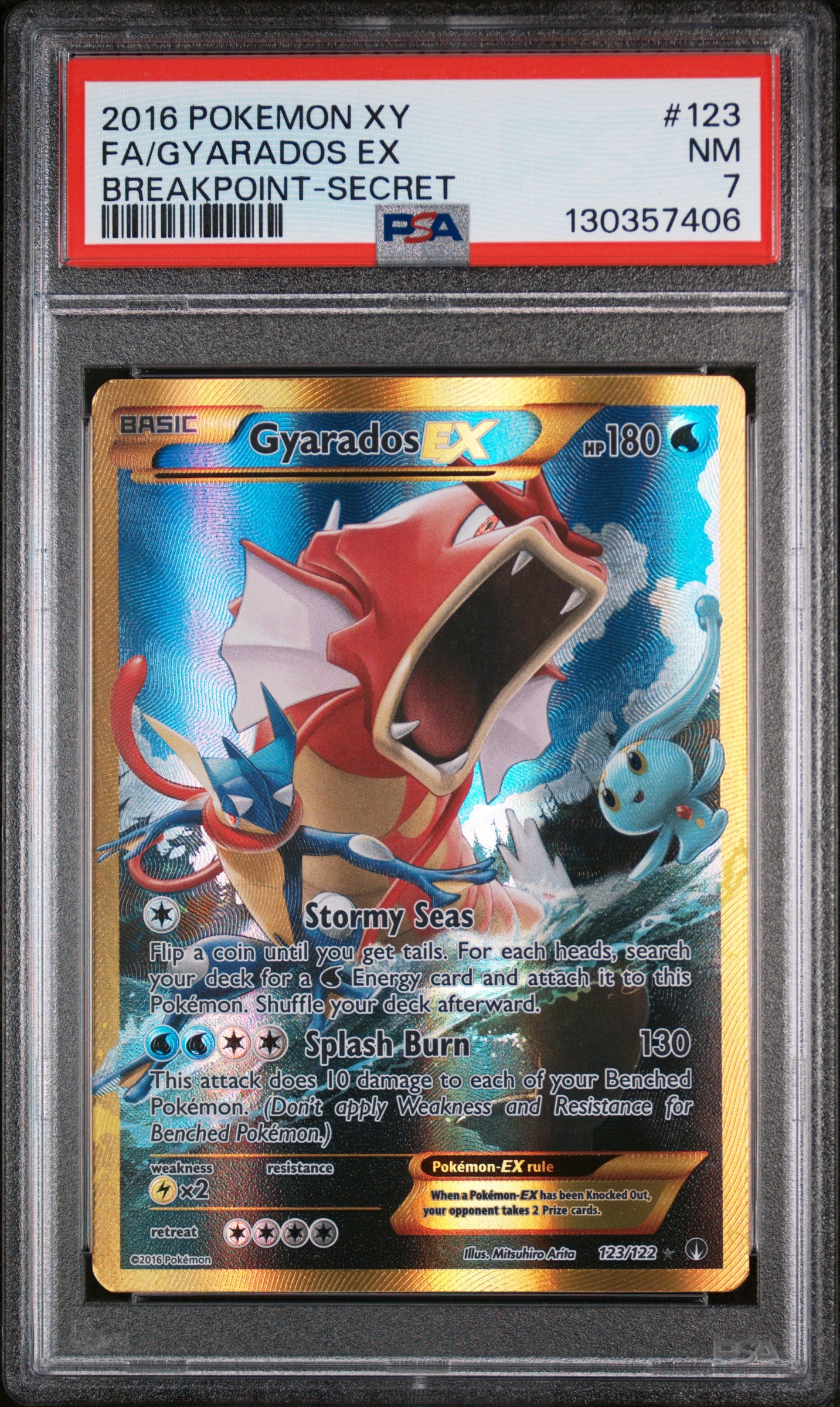 XY  BREAKpoint  123/122 PSA7 #130357406 Gyarados EX (Secret)  - Holofoil - Secret Rare