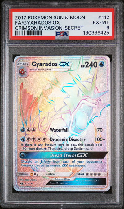 SM  Crimson Invasion 112/111 PSA6 #130386425 Gyarados GX (Secret)  - Holofoil - Secret Rare