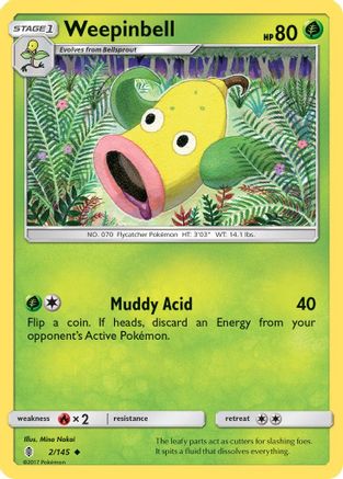 SM  Guardians Rising  002/145 Weepinbell  - Reverse Holofoil - Uncommon