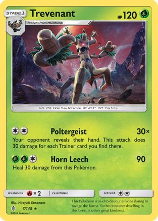 SM  Guardians Rising  007/145 Trevenant  - Reverse Holofoil - Rare