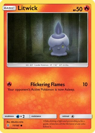 SM  Guardians Rising  011/145 Litwick  - Reverse Holofoil - Common