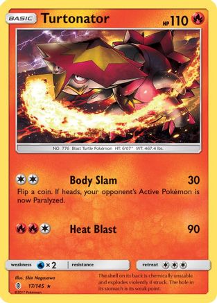 SM  Guardians Rising  017/145 Turtonator  - Reverse Holofoil - Rare