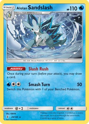 SM  Guardians Rising  020/145 Alolan Sandslash  - Reverse Holofoil - Rare