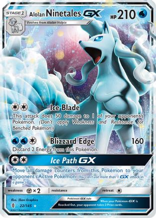 SM  Guardians Rising  022/145 Alolan Ninetales GX  - Holofoil - Ultra Rare