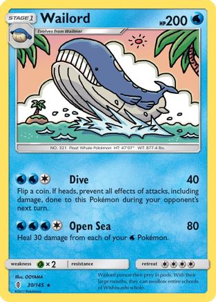 SM  Guardians Rising  030/145 Wailord  - Rare