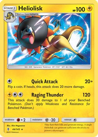 SM  Guardians Rising  044 Heliolisk  - Reverse Holofoil - Rare