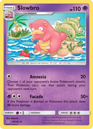 SM  Guardians Rising  049/145 Slowbro  - Uncommon