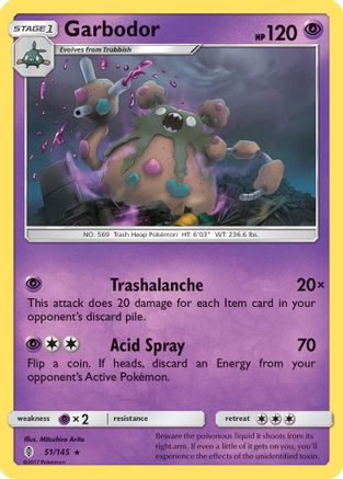 SM  Guardians Rising  051/145 Garbodor  - Reverse Holofoil - Rare